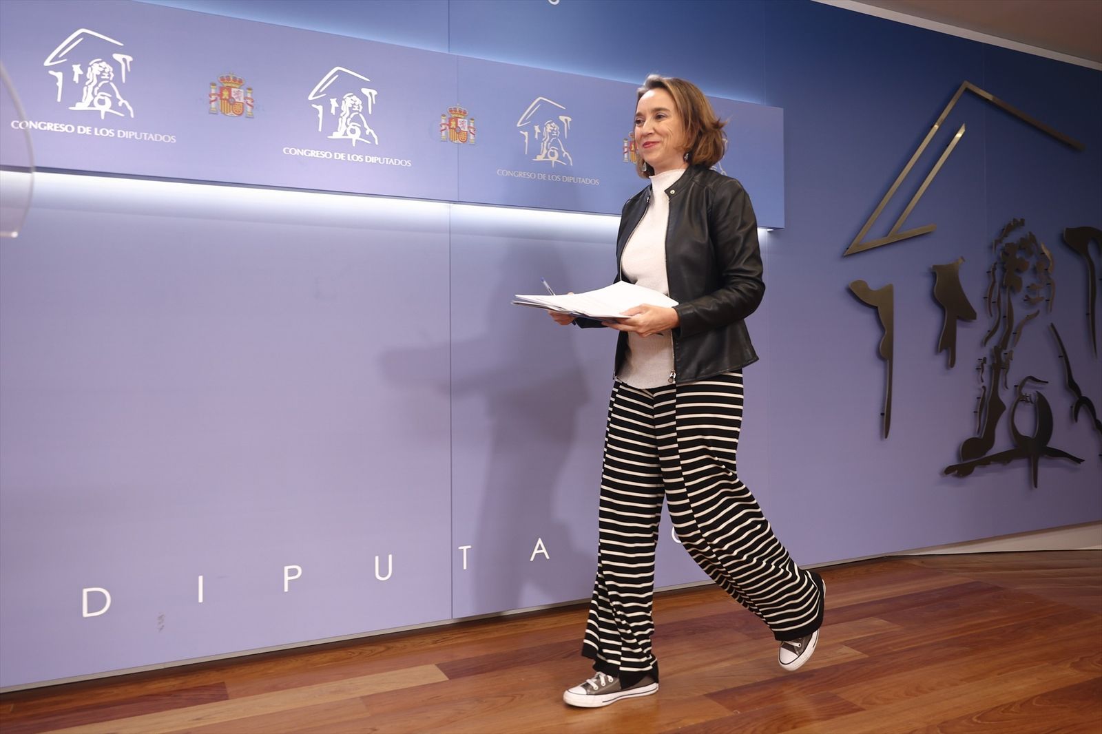 La portavoz del PP en el Congreso, Cuca Gamarra, a su llegada para presentar una enmienda a la totalidad a los Presupuestos en el Congreso,