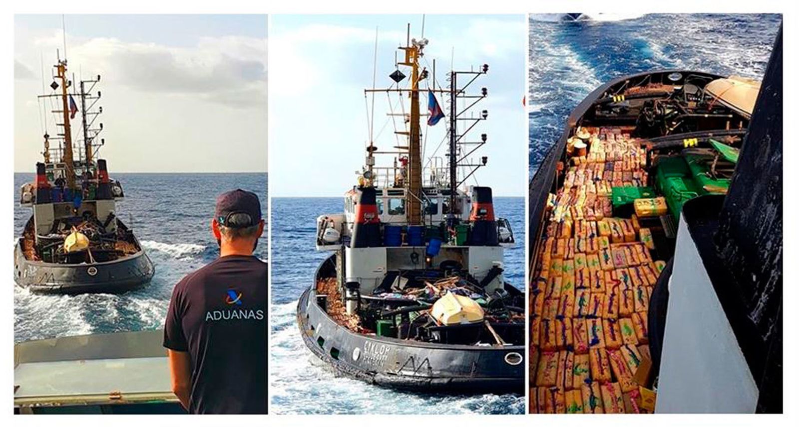 Cinco detenidos con casi 15.000 kilos de hachís en un remolcador al norte de Canarias