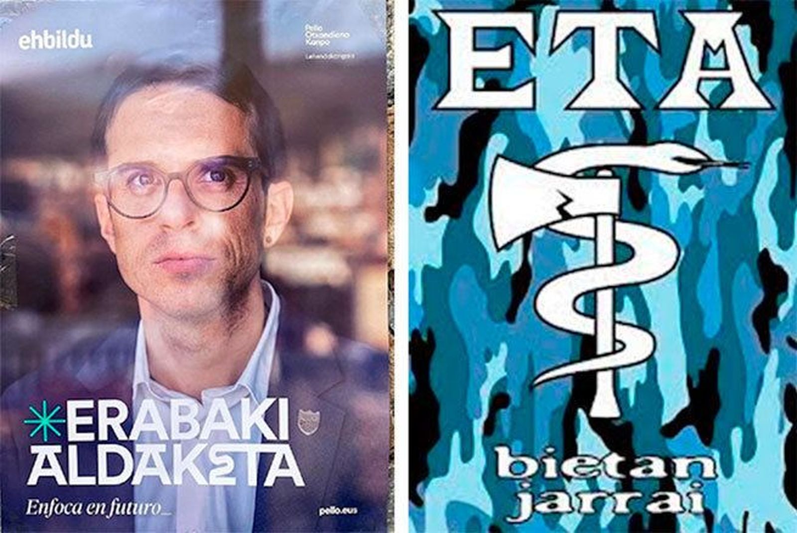 Dignidad y Justicia cree que el logo de los carteles de Bildu esconde la serpiente de ETA