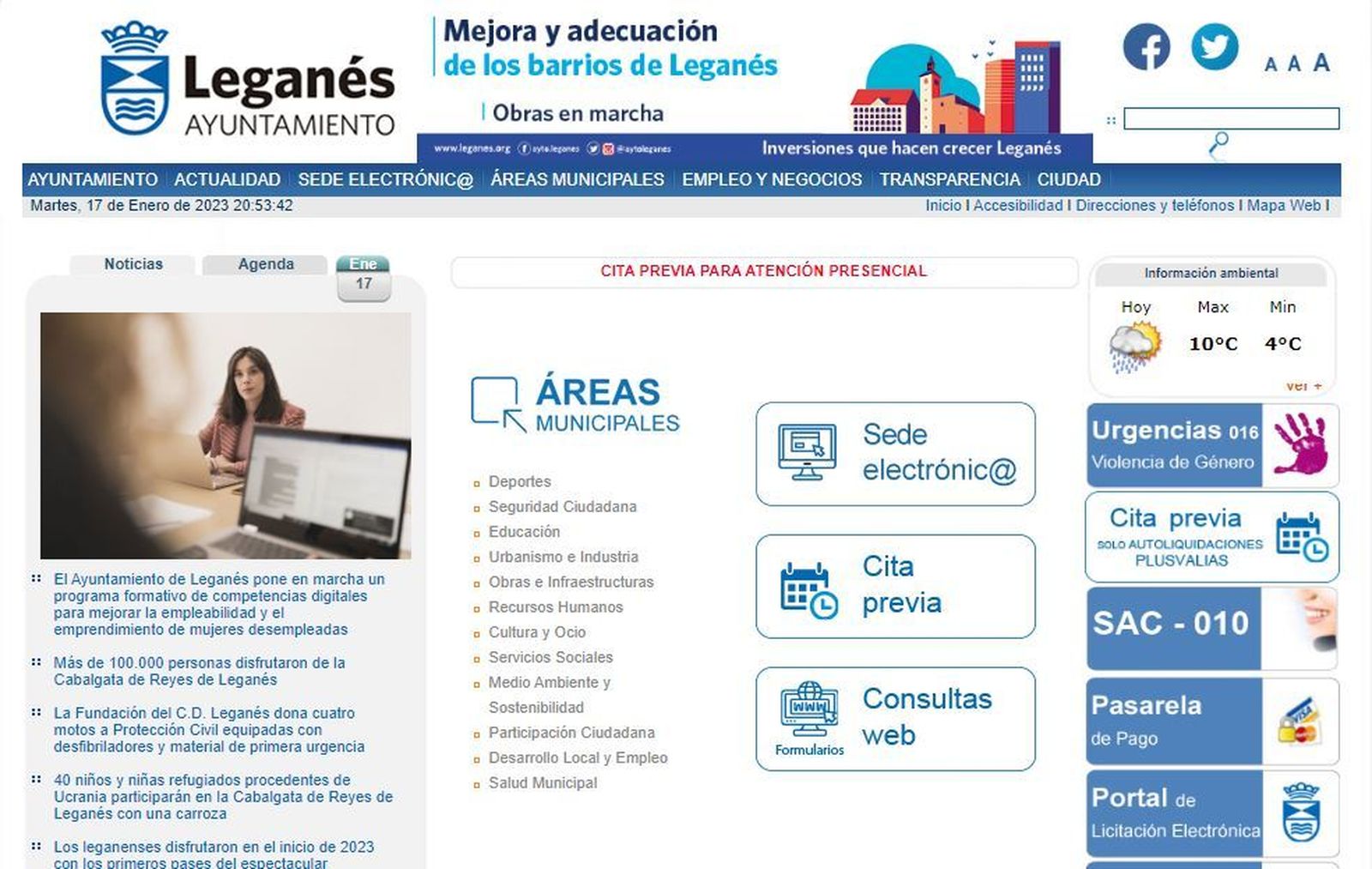 Web del Ayuntamiento de Leganés
