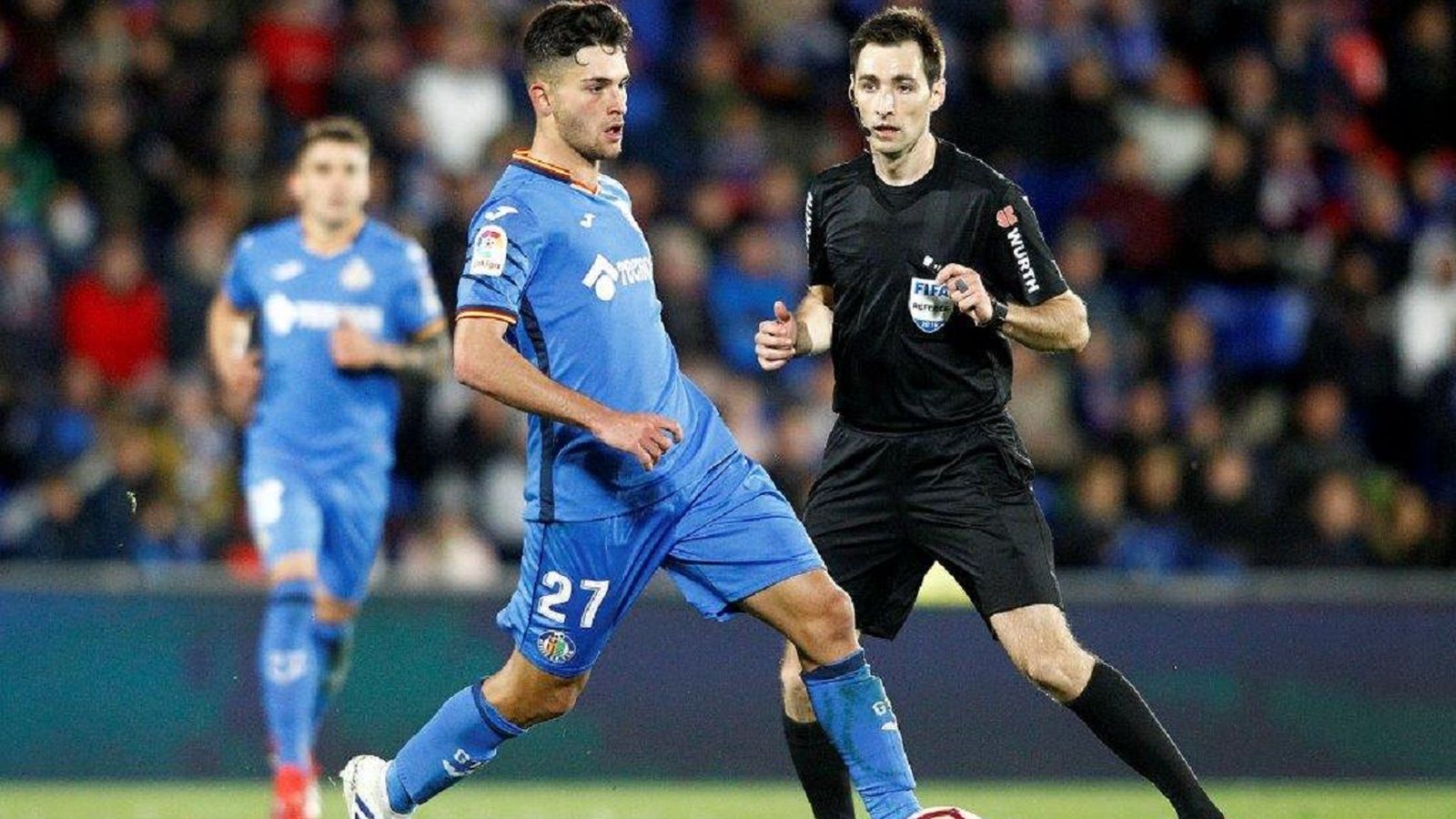 Hugo Duro en un partido con el Getafe