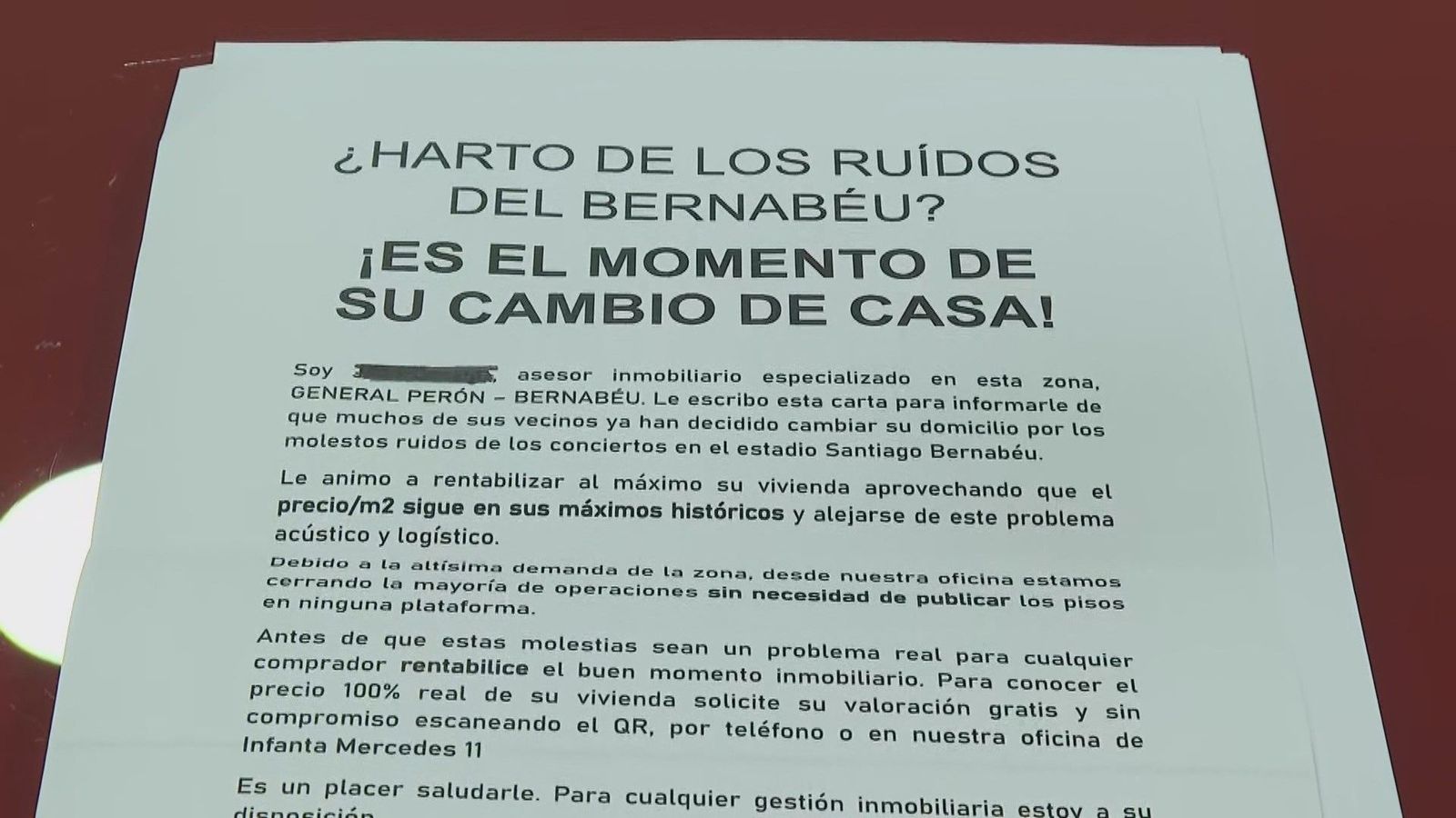 Las inmobiliarias aprovechan el descontento vecinal por el ruido del Bernabéu