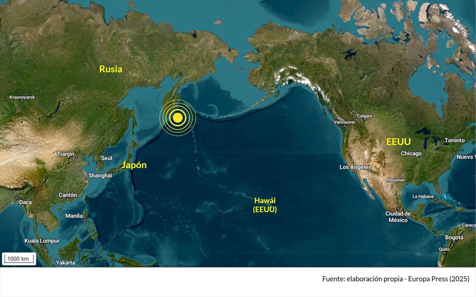 Terremoto en la península rusa de Kamchatka