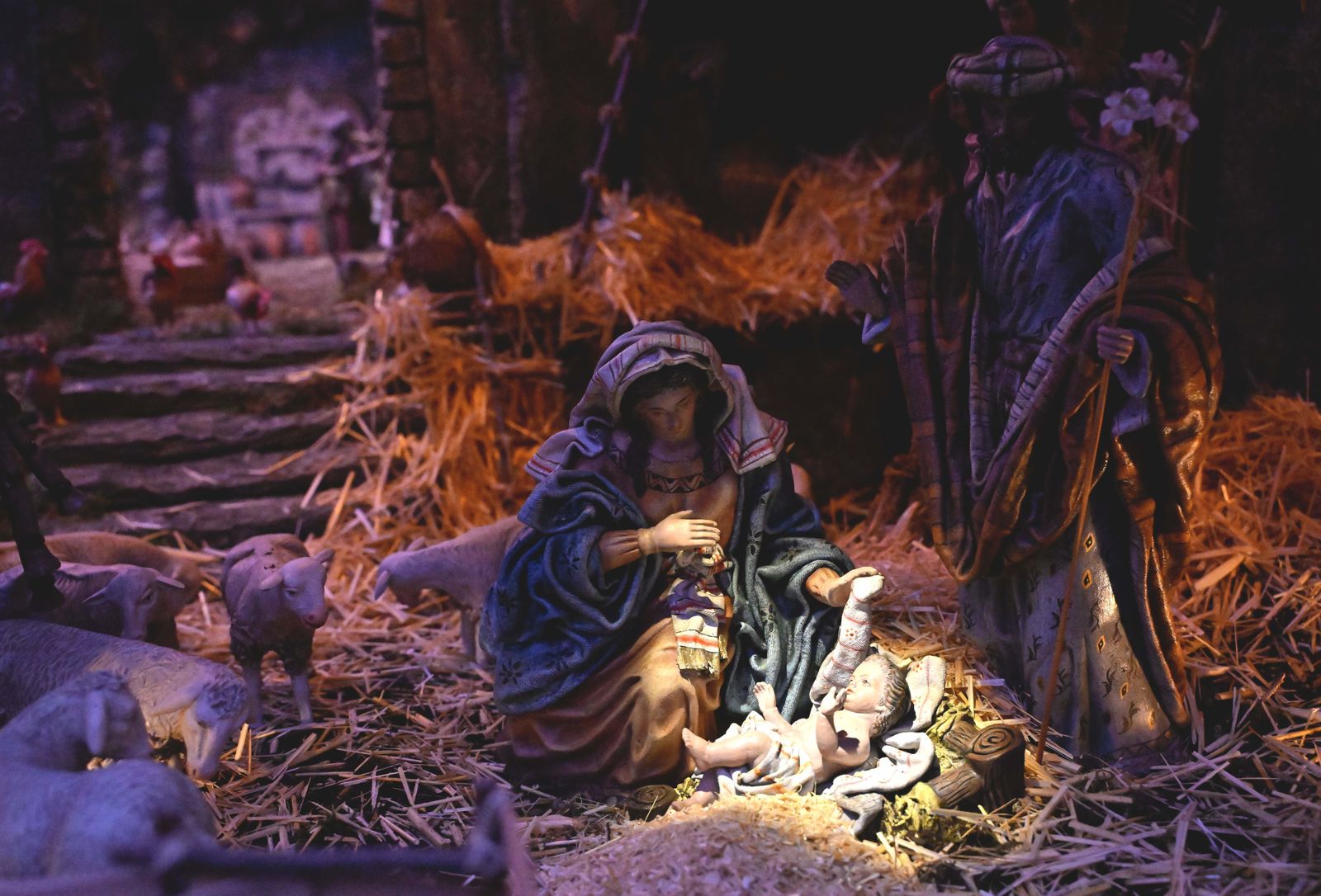 Escena del Nacimiento en el Belén Monumental de San Sebastián de los Reyes