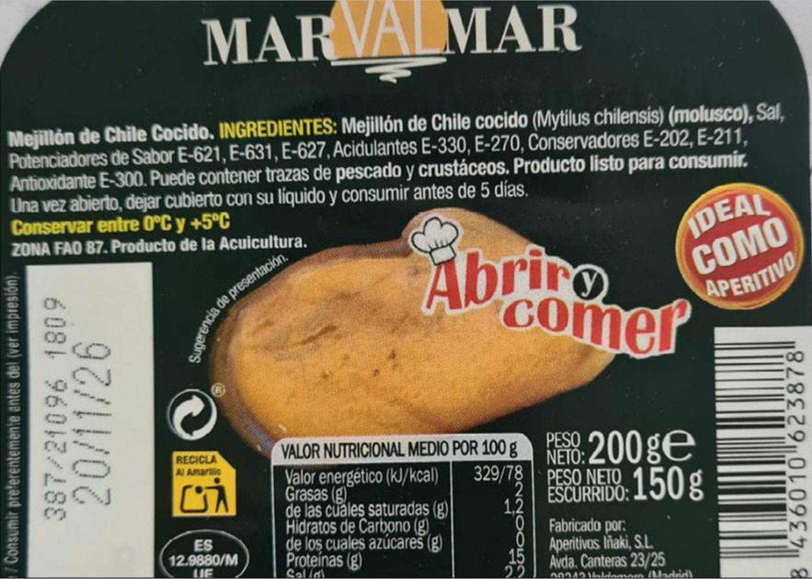 Detectan listeria en mejillones cocidos de Marvalmar vendidos en Madrid