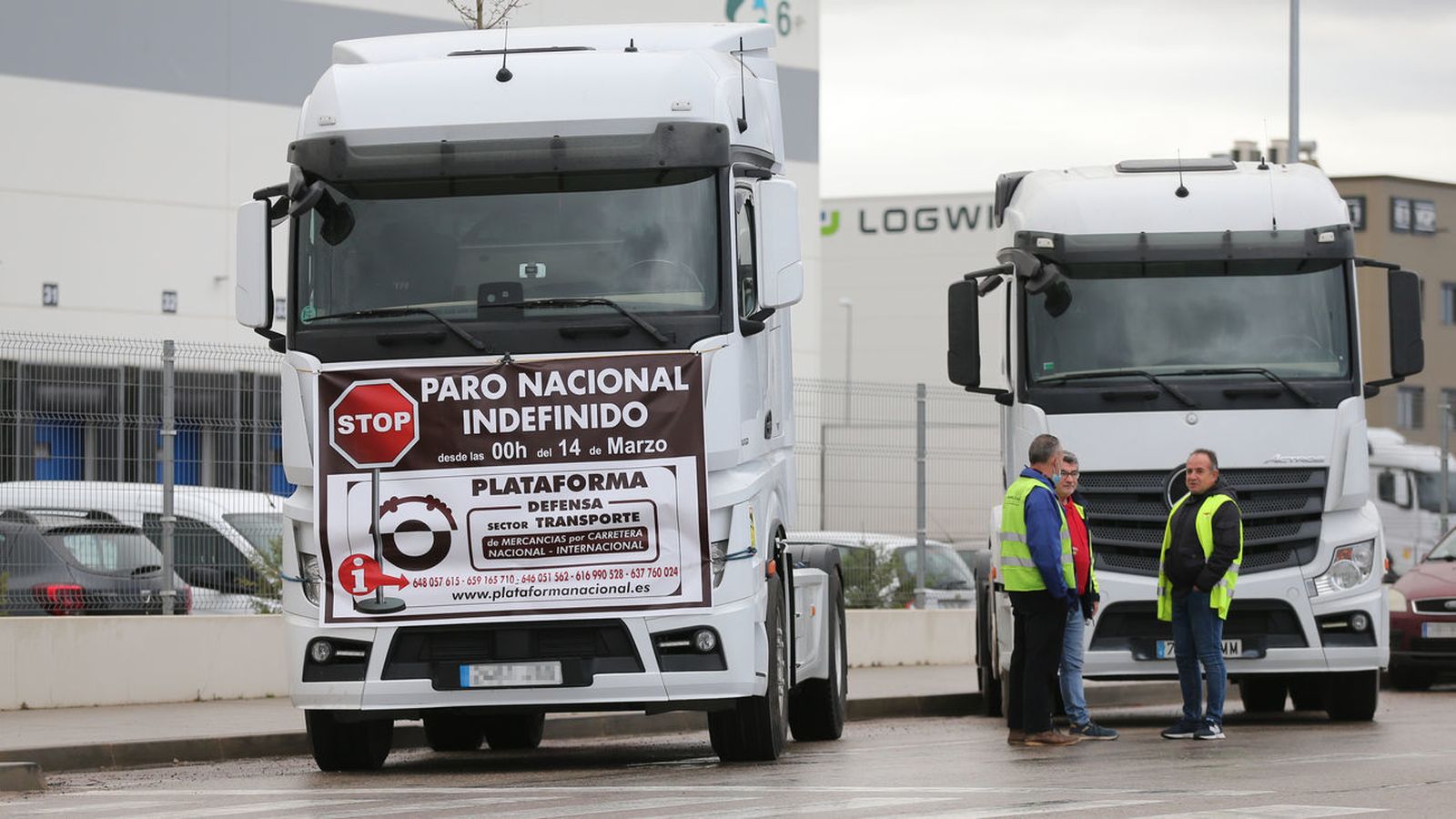 Camioneros durante una pasada movilización del transporte por carretera