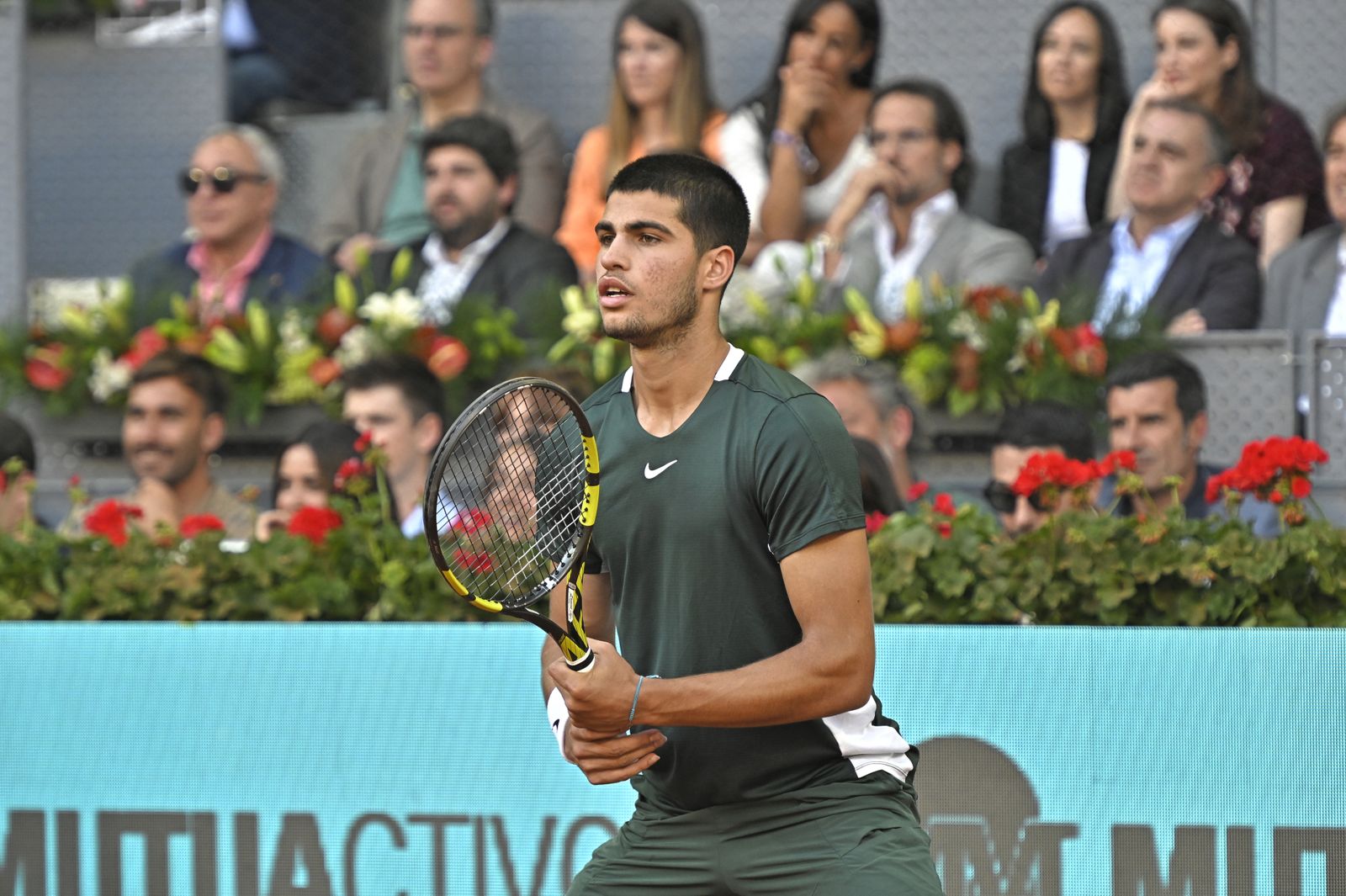 Carlos Alcaraz durante su partido contra Alexander Zverev en la final del Mutua Madrid Open del pasado 2022