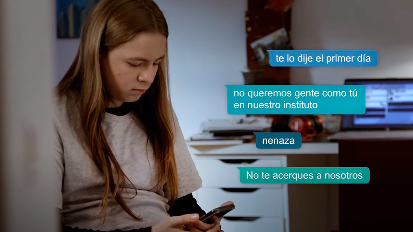 Fotograma del video promocional de la campaña 'Actúa frente al acoso', elaborada por el Ministerio de Educación para concienciar contra el bullying