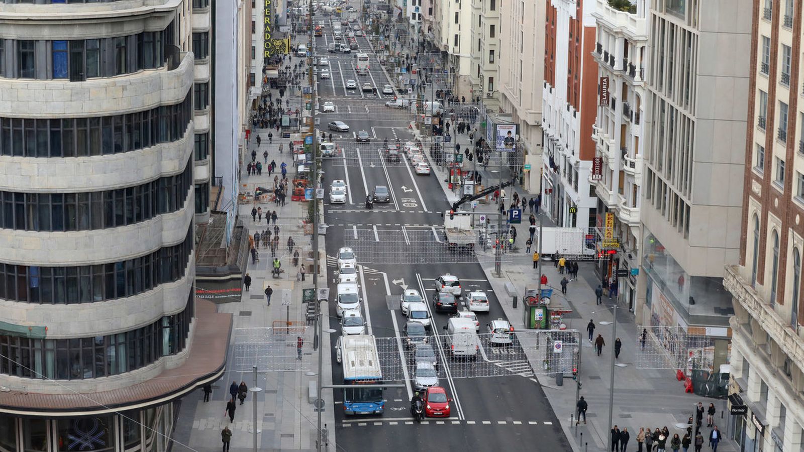 Aumento de peatones en la Gran Vía