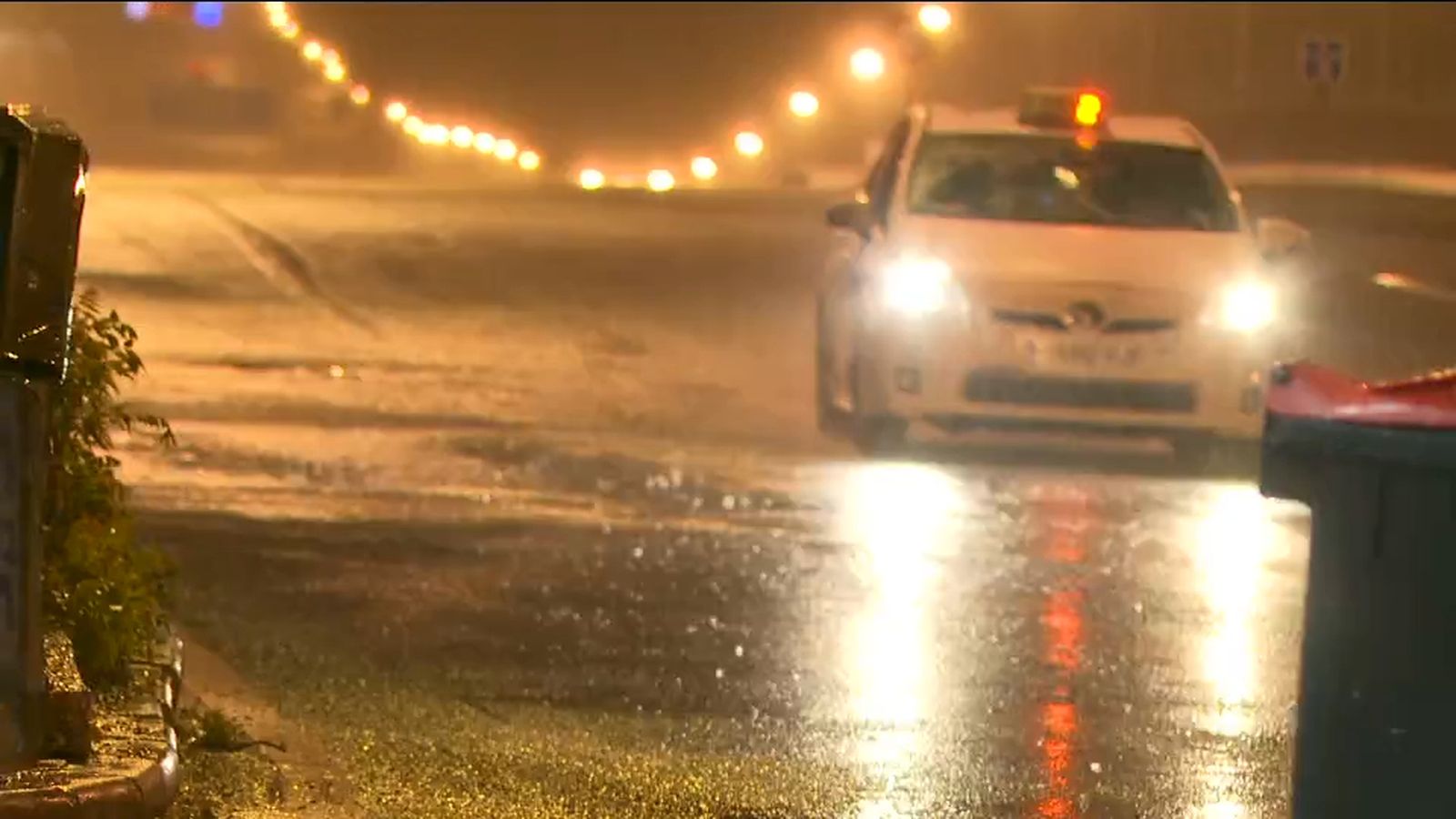 Noche de lluvia en Madrid