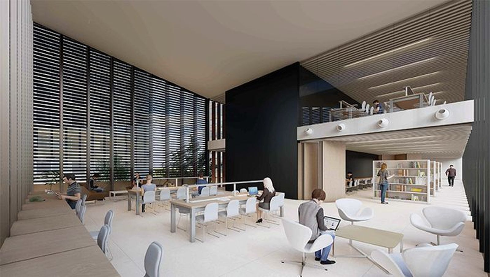 Diseño interior de la nueva biblioteca para el barrio de El Bercial de Getafe