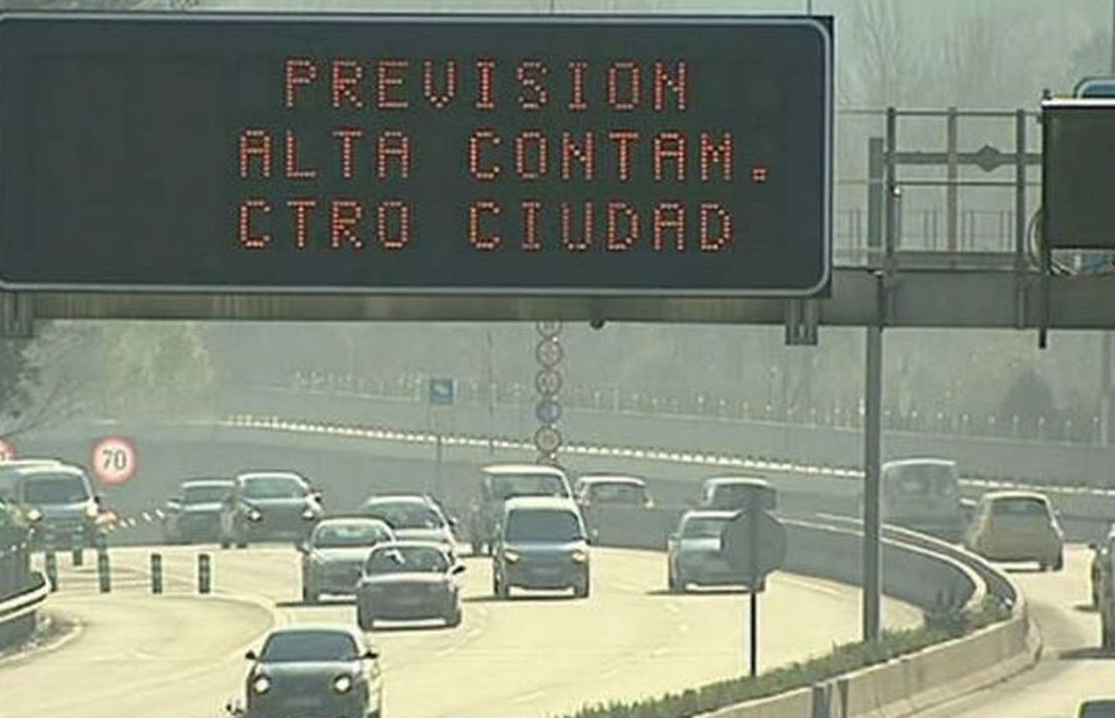 Panel informativo ante un posible episodio de alta contaminación en Madrid