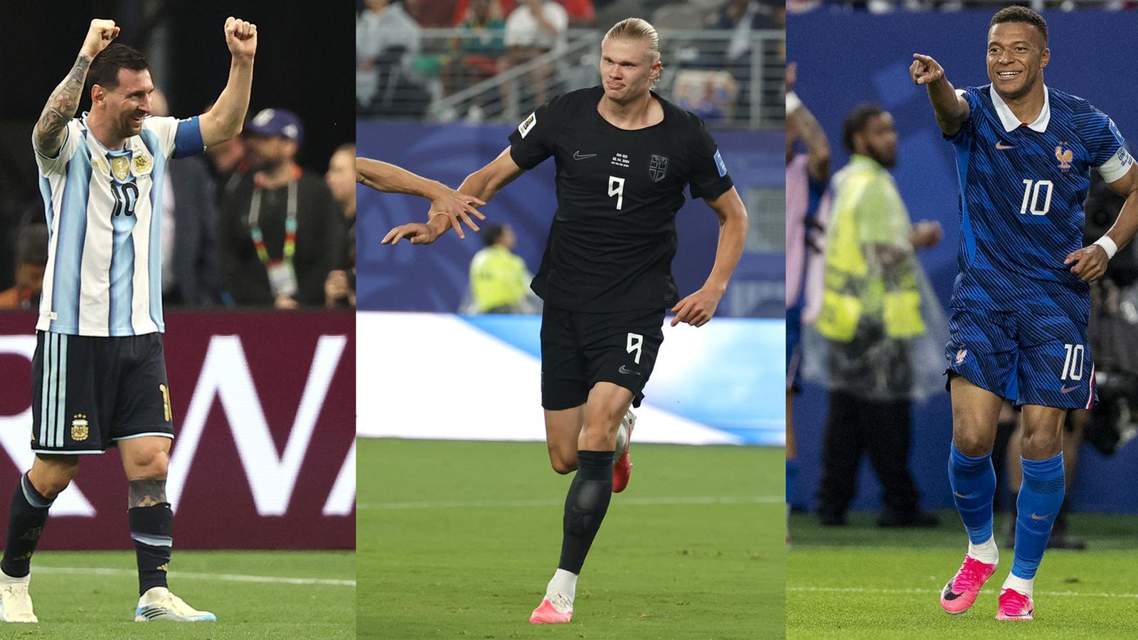 Messi, Haaland y Mbappé
