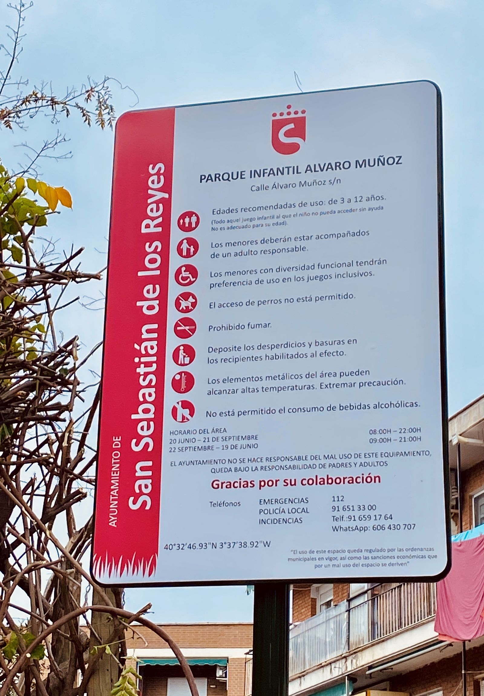 Normas de uso en el 'Parque Rojo' de San Sebastián de los Reyes