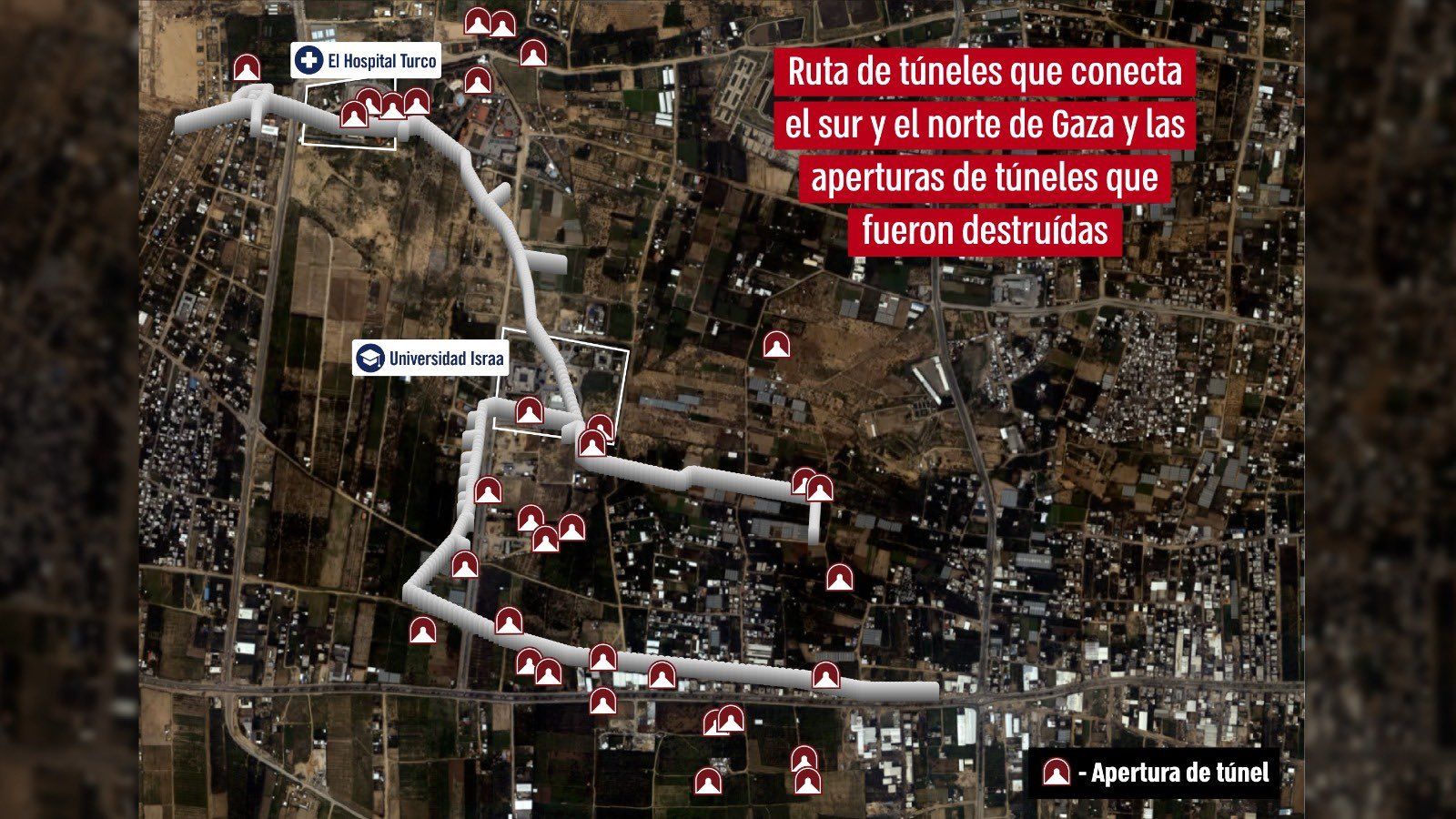 Red de túneles en Gaza