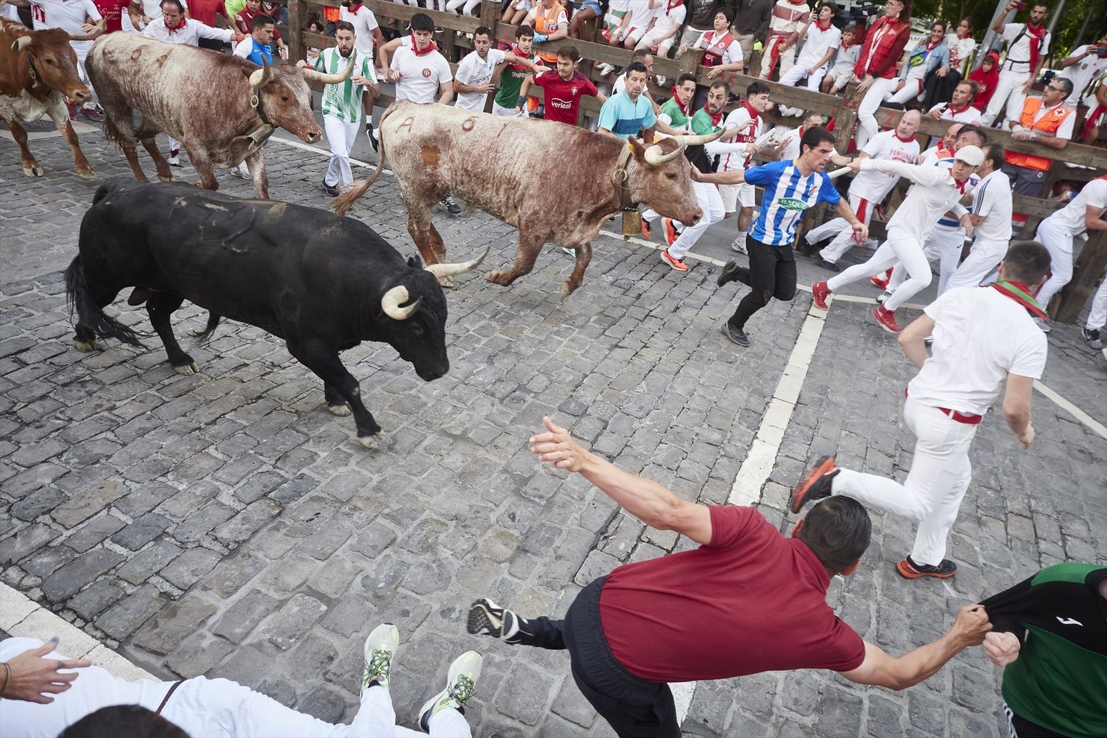 Los Jandilla dejan tres trasladados al hospital en el sexto encierro de los Sanfermines