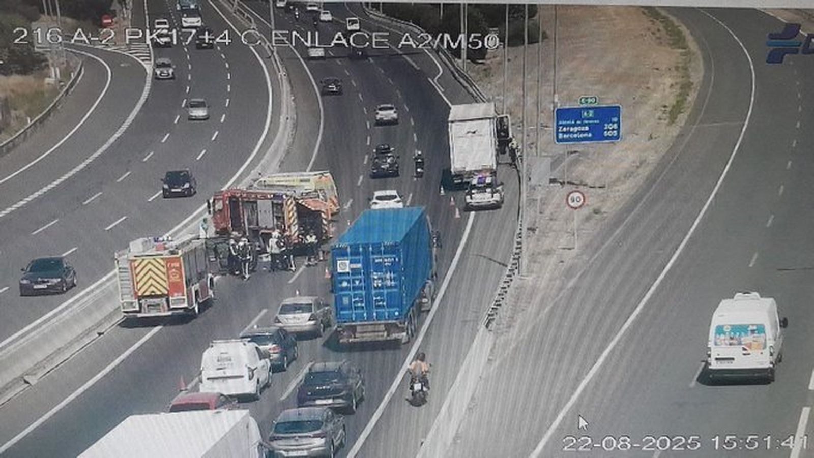 Retención en la A-2 debido a un accidente