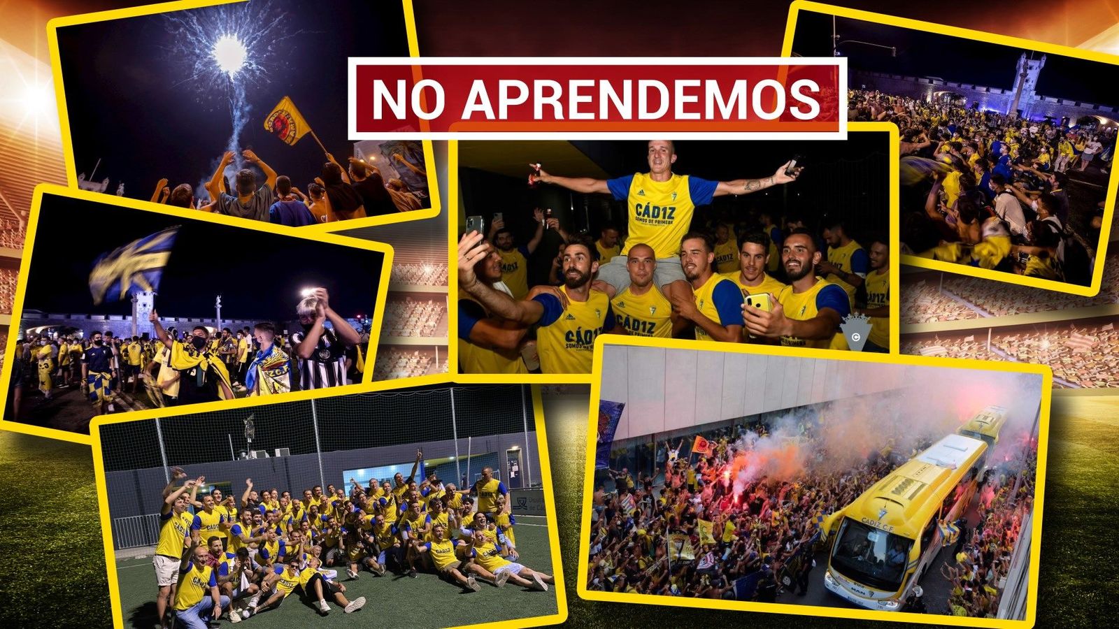 La afición del Cádiz desafía al coronavirus en la celebración del ascenso