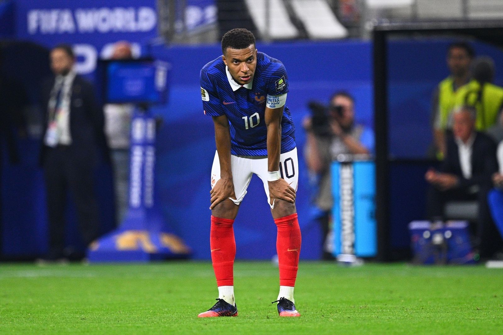 El delantero de la selección francesa Kylian Mbappé durante el encuentro de semifinales contra España del Mundial de Fútbol