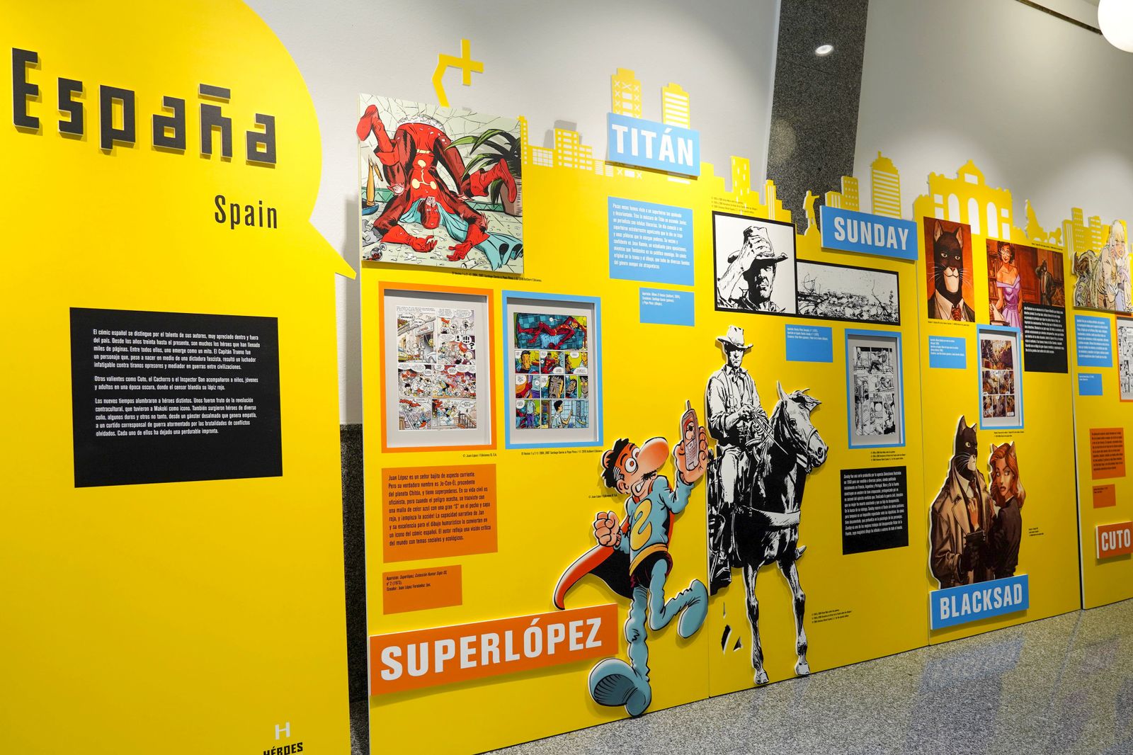 Uno de los paneles de la muestra dedicada al Cómic en Móstoles