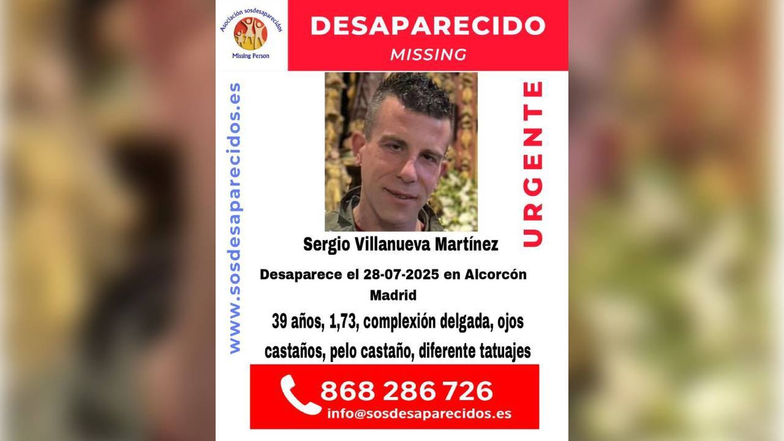 Cartel de desaparecido de Sergio