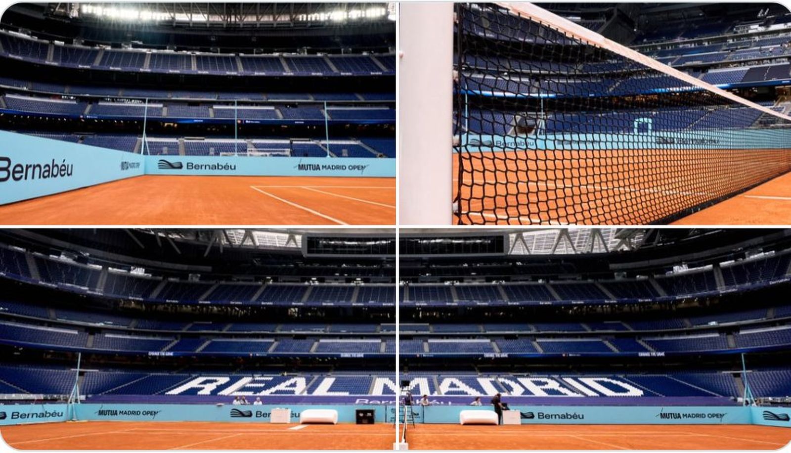 Estadio Santiago Bernabéu convertido en una pista de tenis