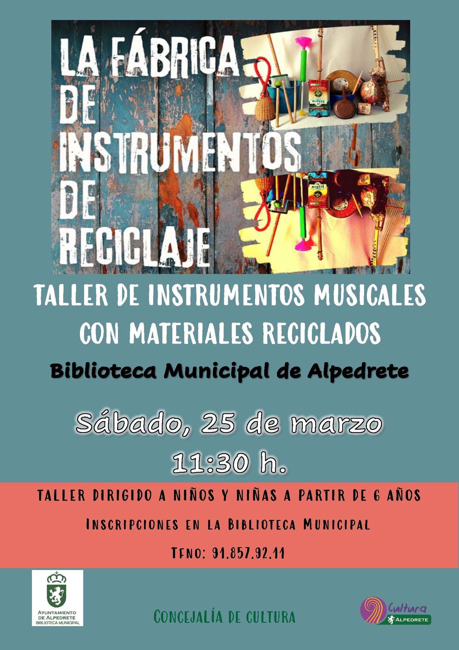 Taller de instrumentos musicales con materiales reciclados en Alpedrete
