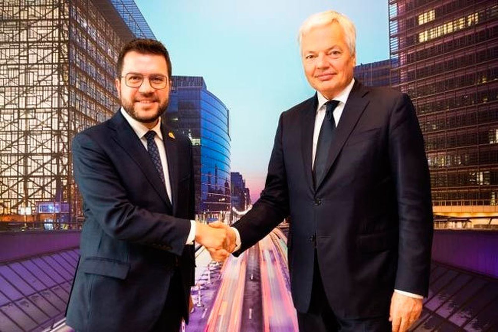 Pere Aragonès junto al comisario europeo de Justicia, Didier Reynders,