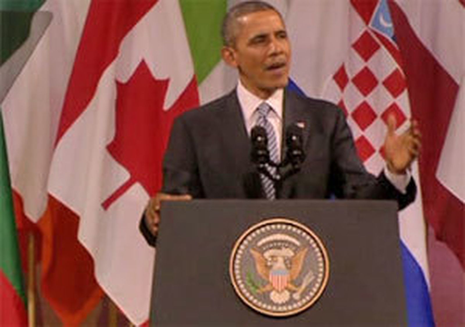 Obama en su discuro en la sede la OTAN en Bruselas