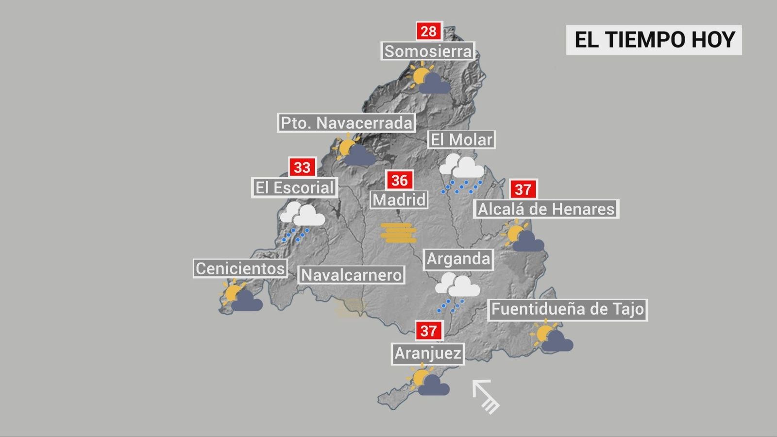 Chaparrones y tormentas de granizo y barro en Madrid a partir de la tarde de este miércoles