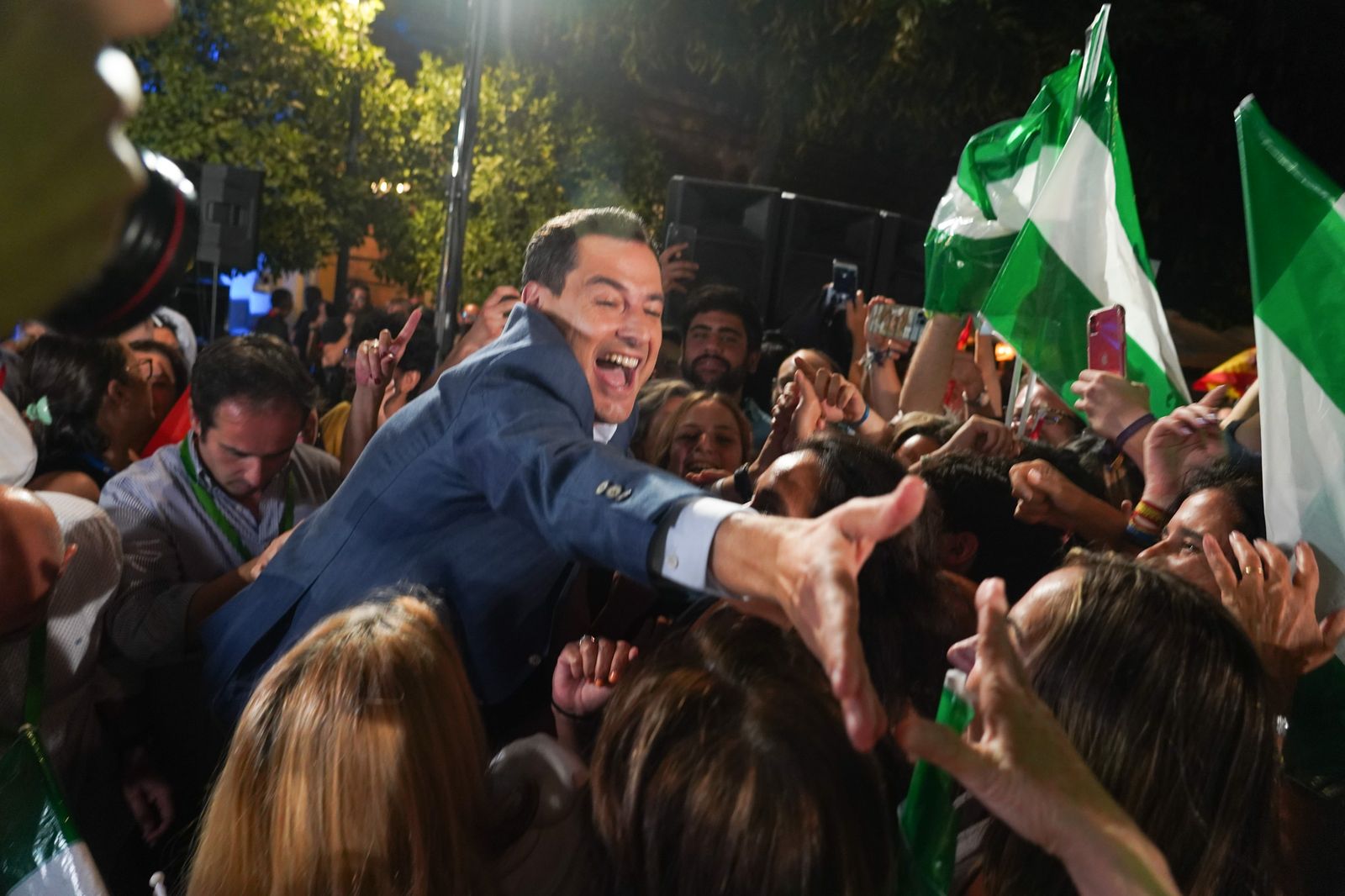 Juanma Moreno comparece tras su triunfo en las elecciones autonómicas andaluzas de 2022