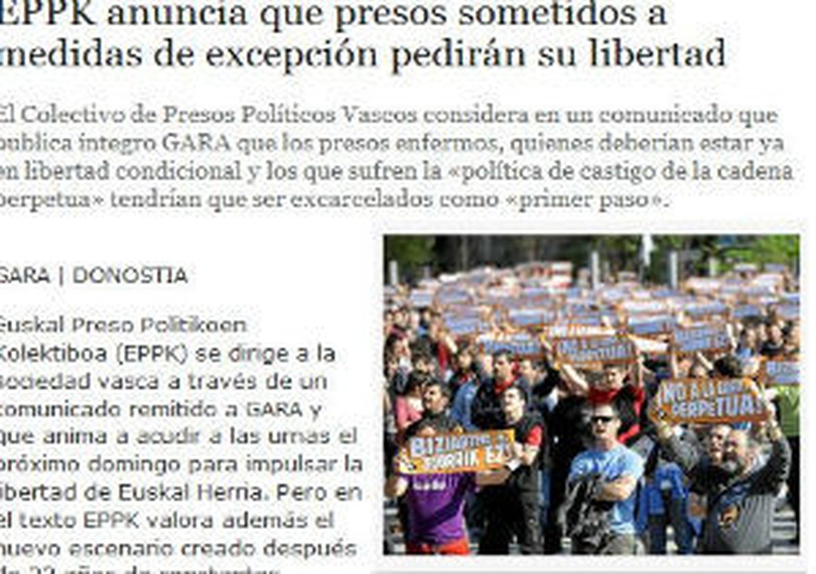 Gara, titulares
