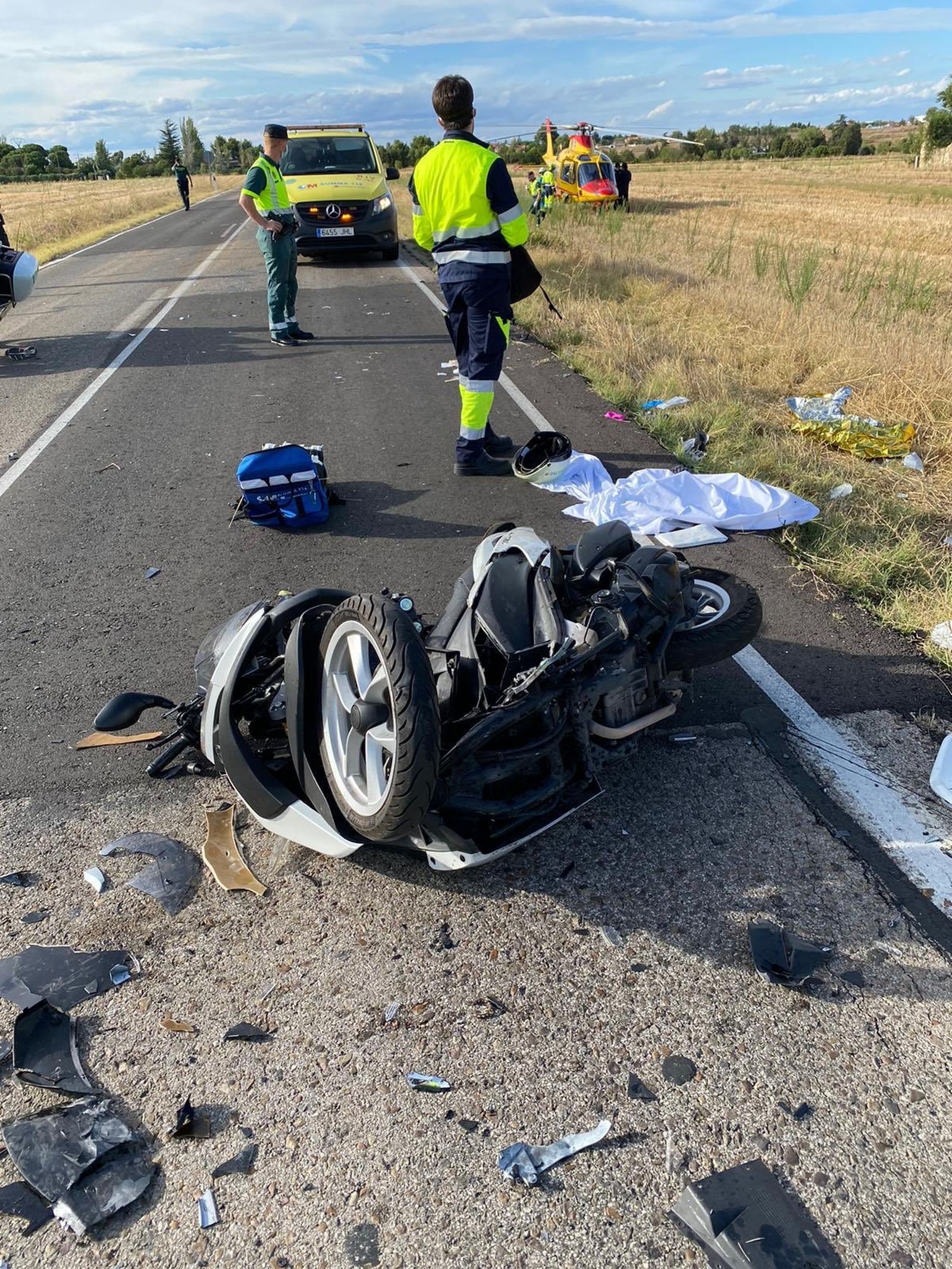 Estado en el que ha quedado la motocicleta tras el choque