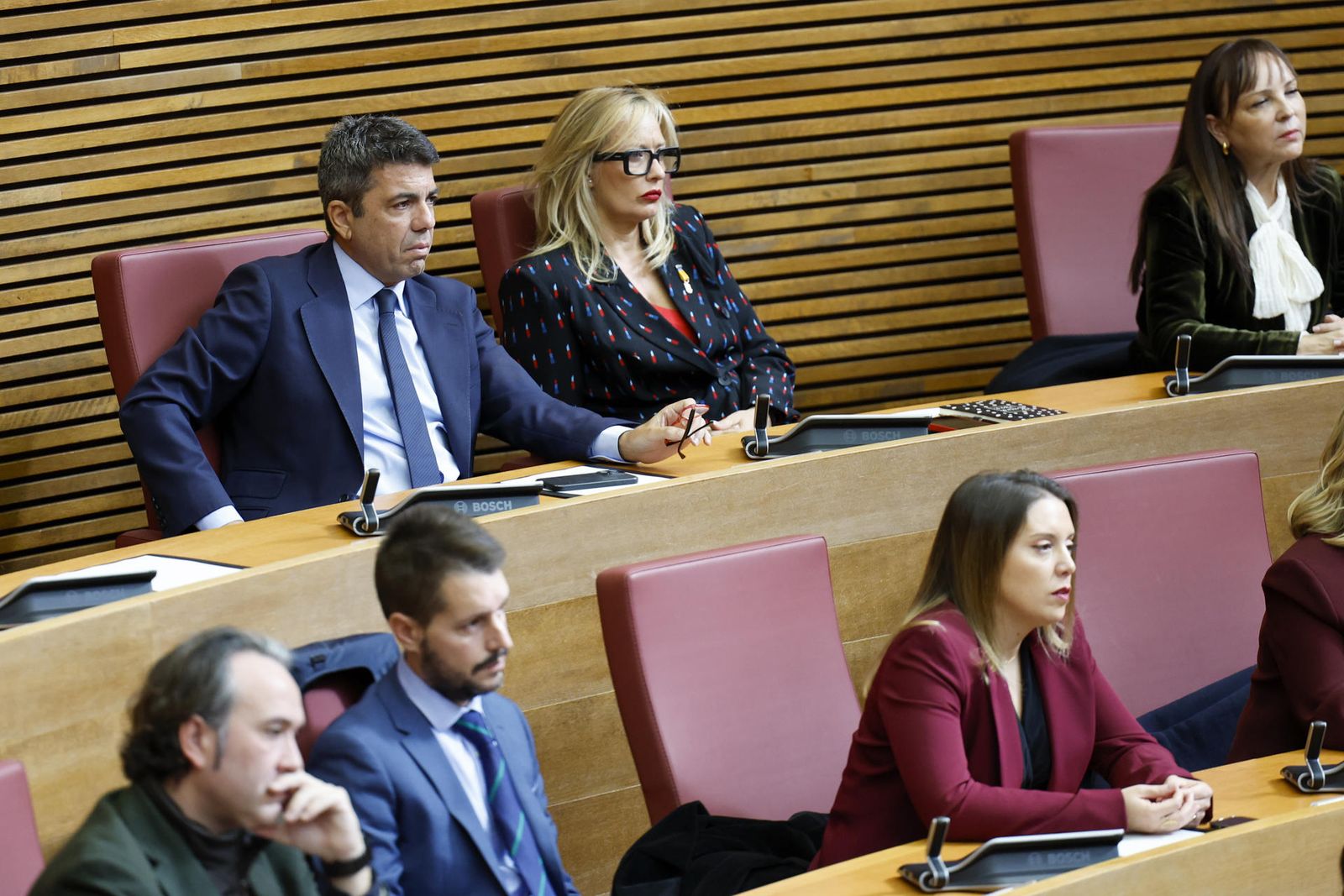 El expresident de la Generalitat, Carlos Mazón, durante el acto de toma de posesión de su sucesor, Juanfran Pérez Llorca