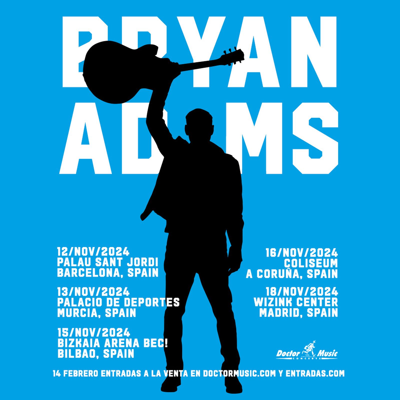 Bryan Adams actuará en Madrid el 18 de noviembre