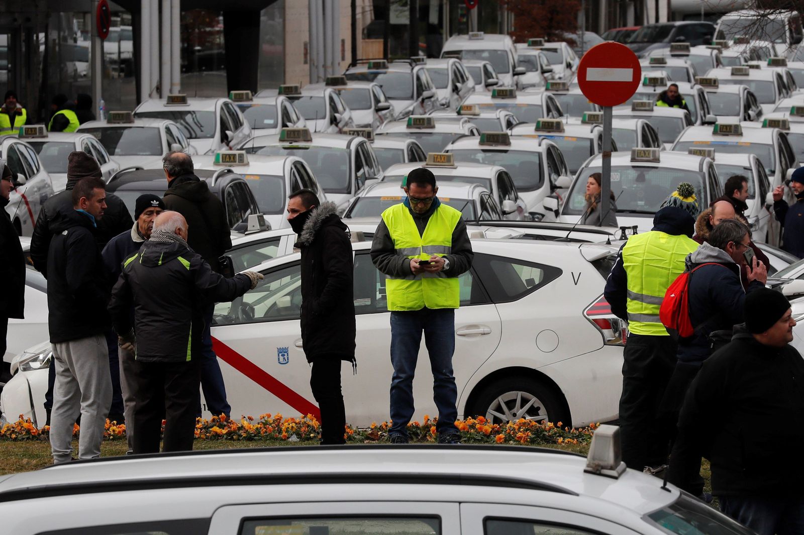 Protesta de taxistas en Madrid