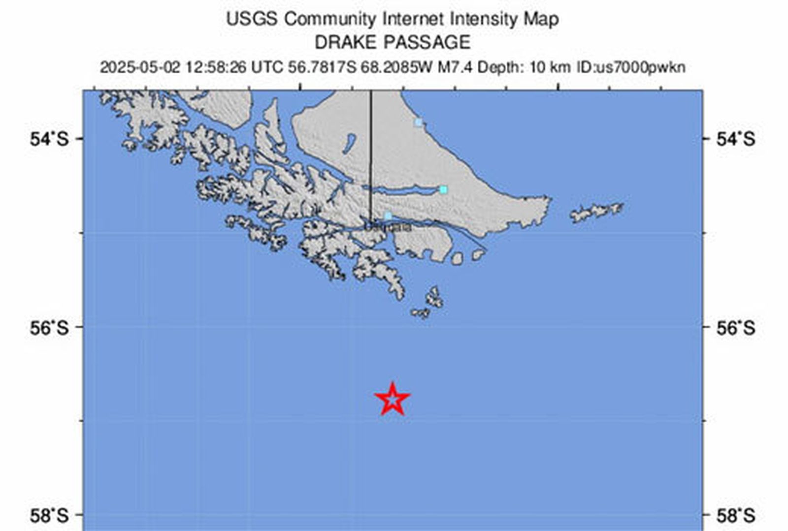 Un terremoto de 7,5 grados afecta al extremo austral de Chile  y al sur de Argentina