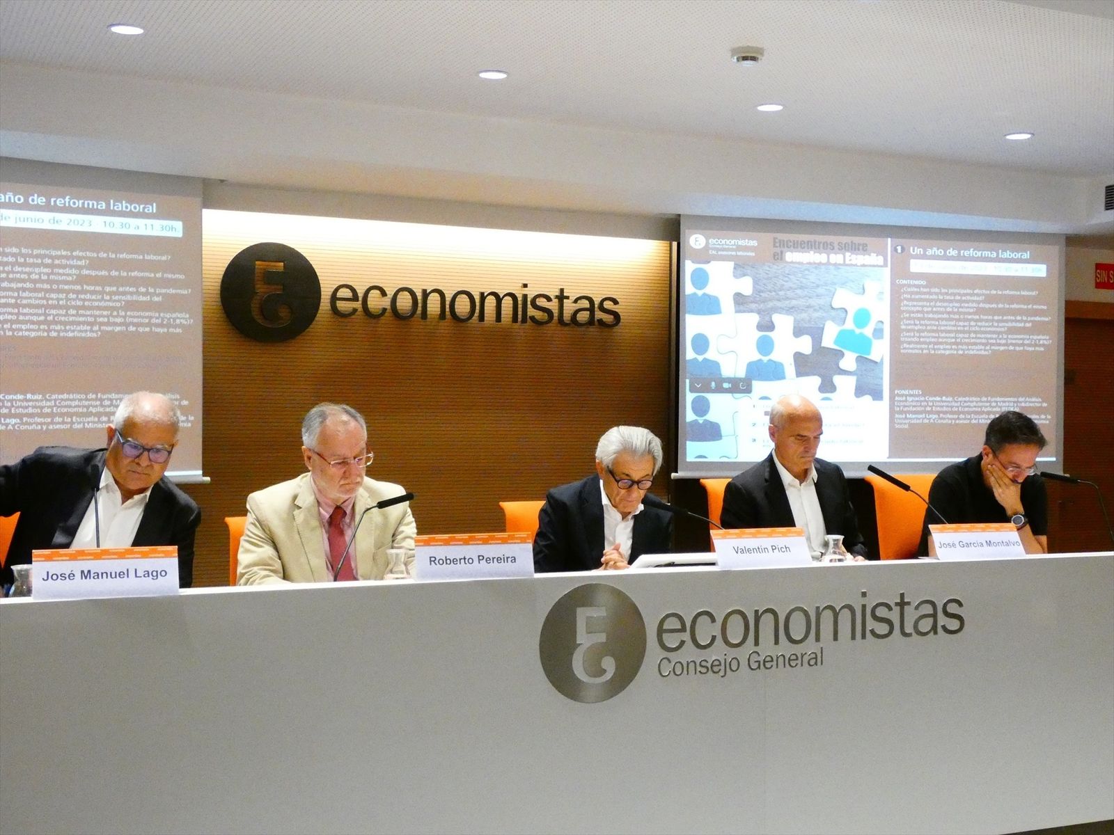 José Manuel Lago, Roberto Pereira, Valentín Pich, José García Montalvo y José Ignacio Conde-Ruiz