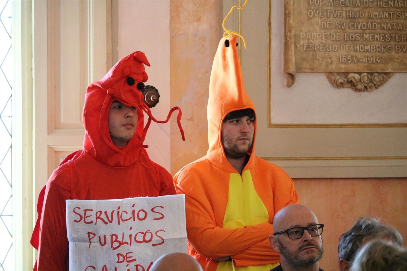 Miembros del 'Comité Marisco' durante el pleno del Ayuntamiento de Alcalá de Henares