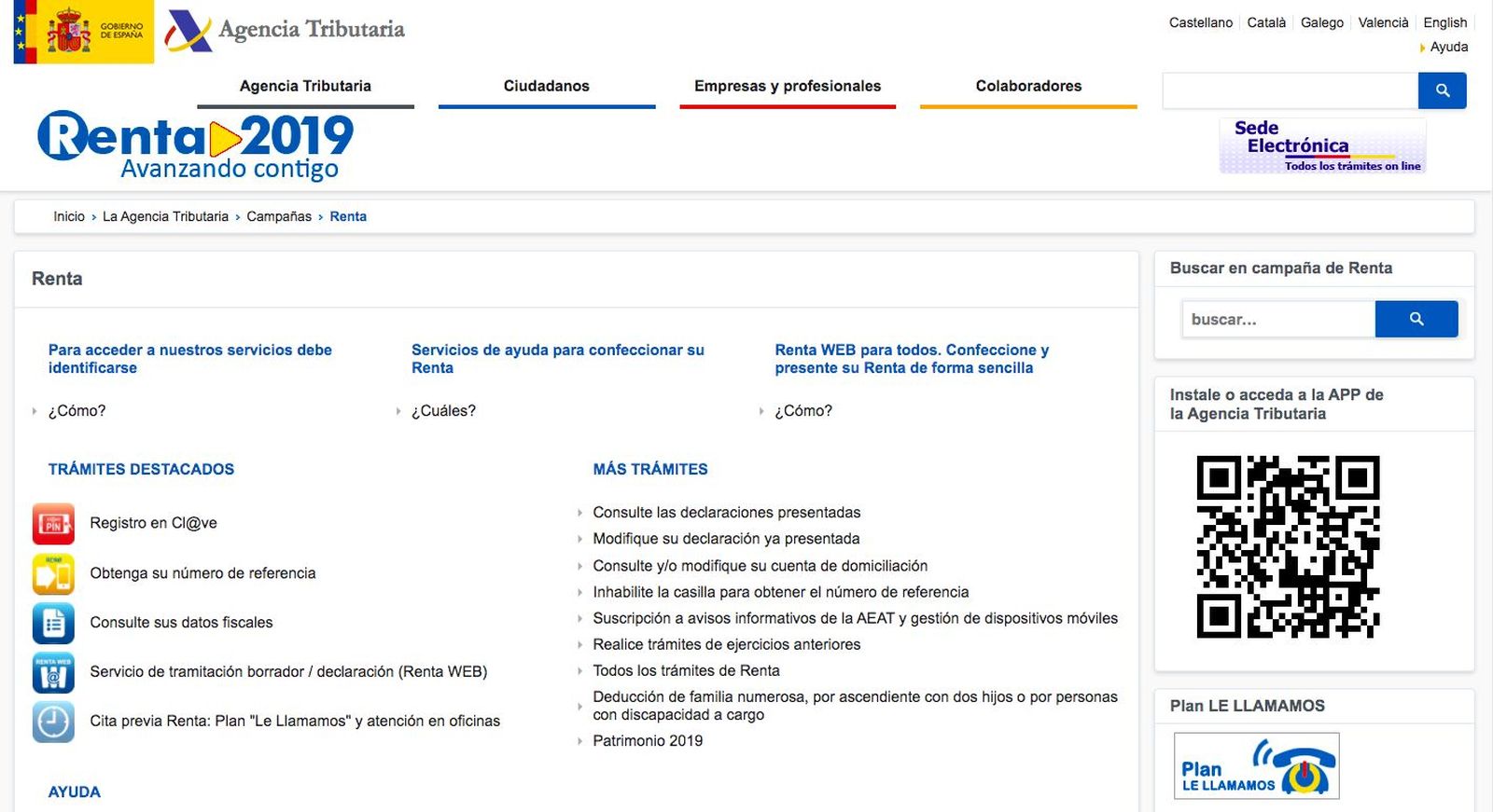 Portal de la Agencia Tributaria para hacer la declaración de la Renta