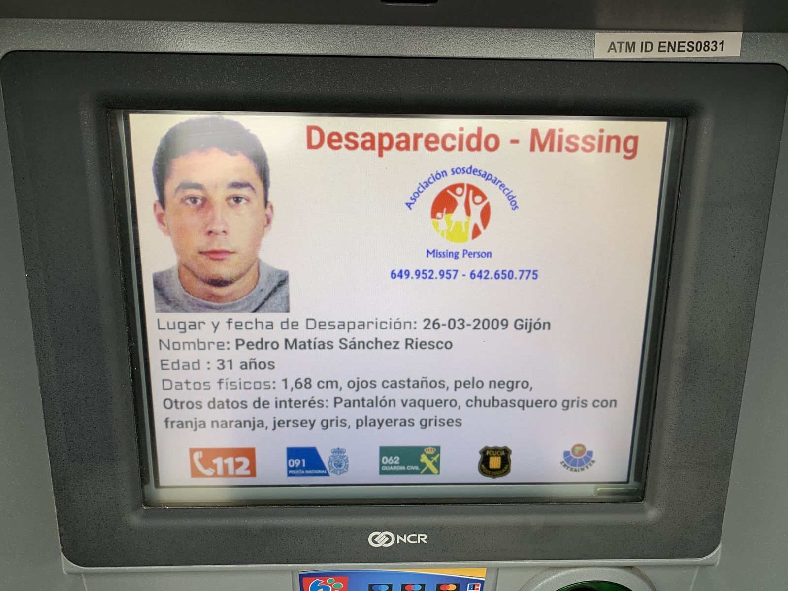 Alerta de Pedro Matías en un cajero | SOS Desaparecidos