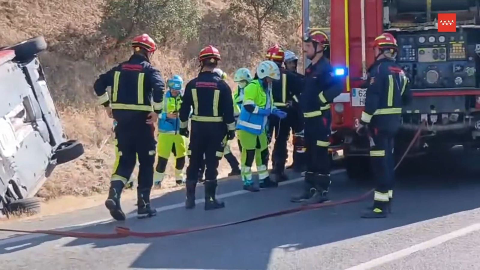 Dos heridos graves tras una colisión entre dos turismos en la M-507 en Aldea del Fresno