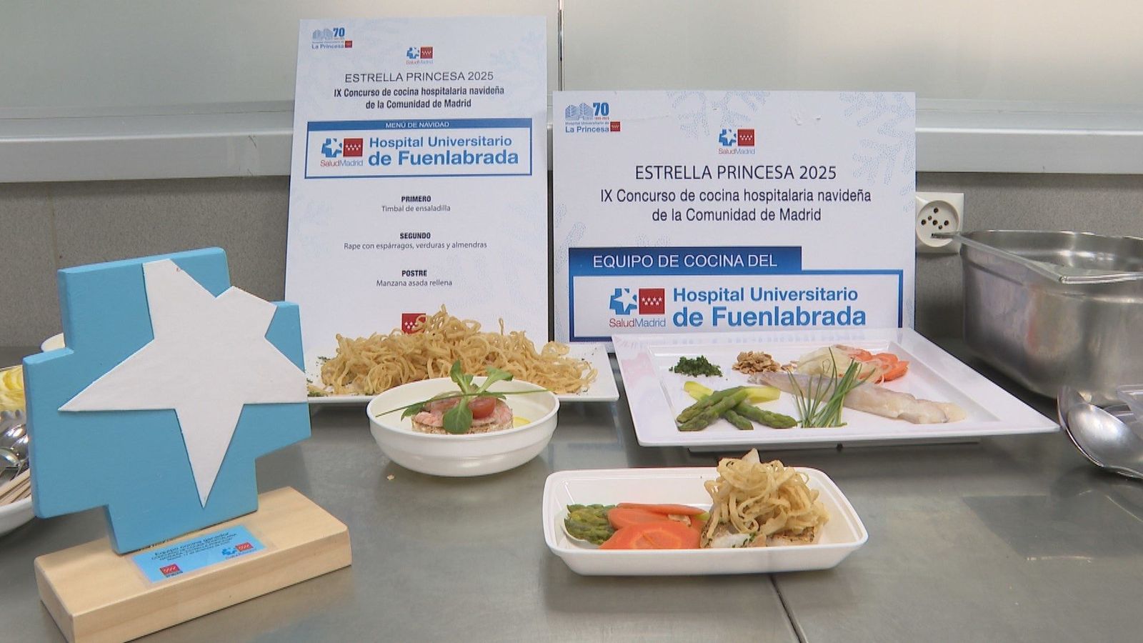 Timbal de ensaladilla, rape con verduras y manzana asada: Fuenlabrada elabora el mejor menú de Nochebuena de los hospitales madrileños