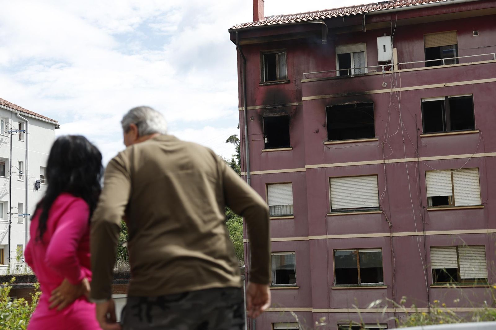 Edificio del barrio de Artike, en Bermeo (Bizkaia) afectado por el incendio
