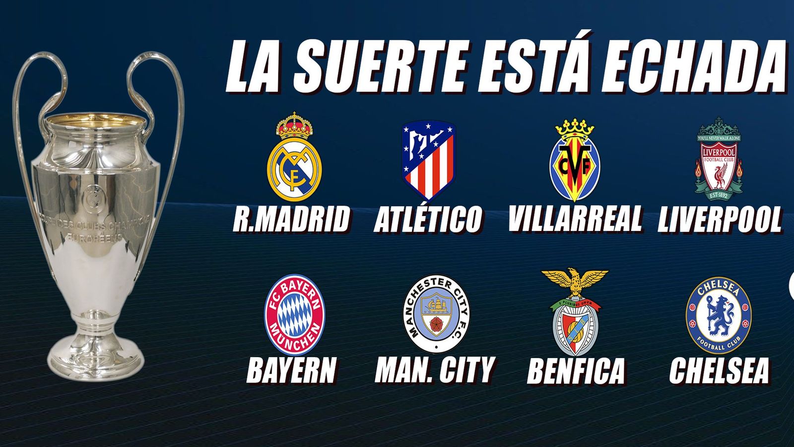 Equipos clasificados para cuartos de la Champions