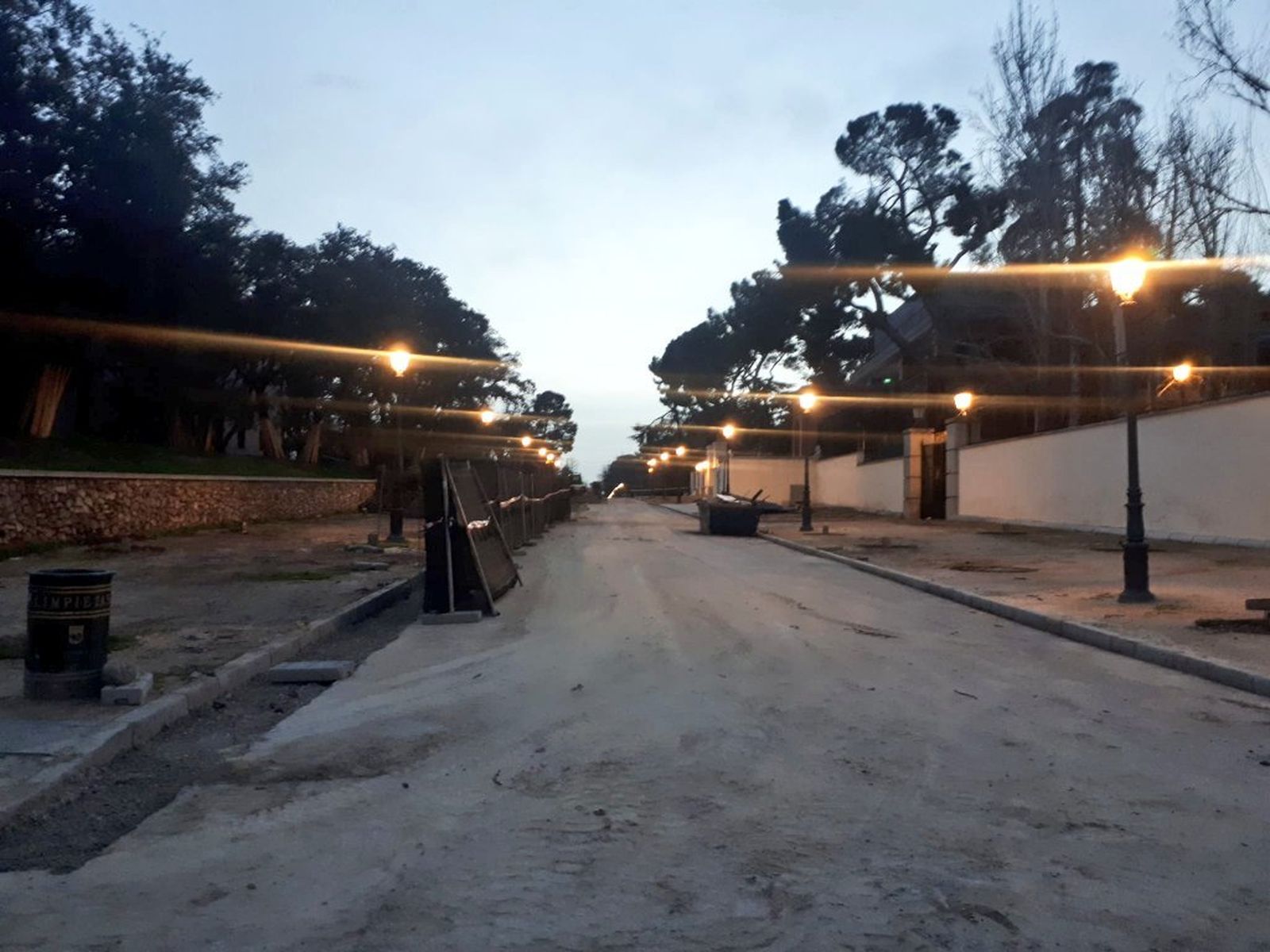 Uno de los accesos a El Retiro sin árboles ya en las aceras