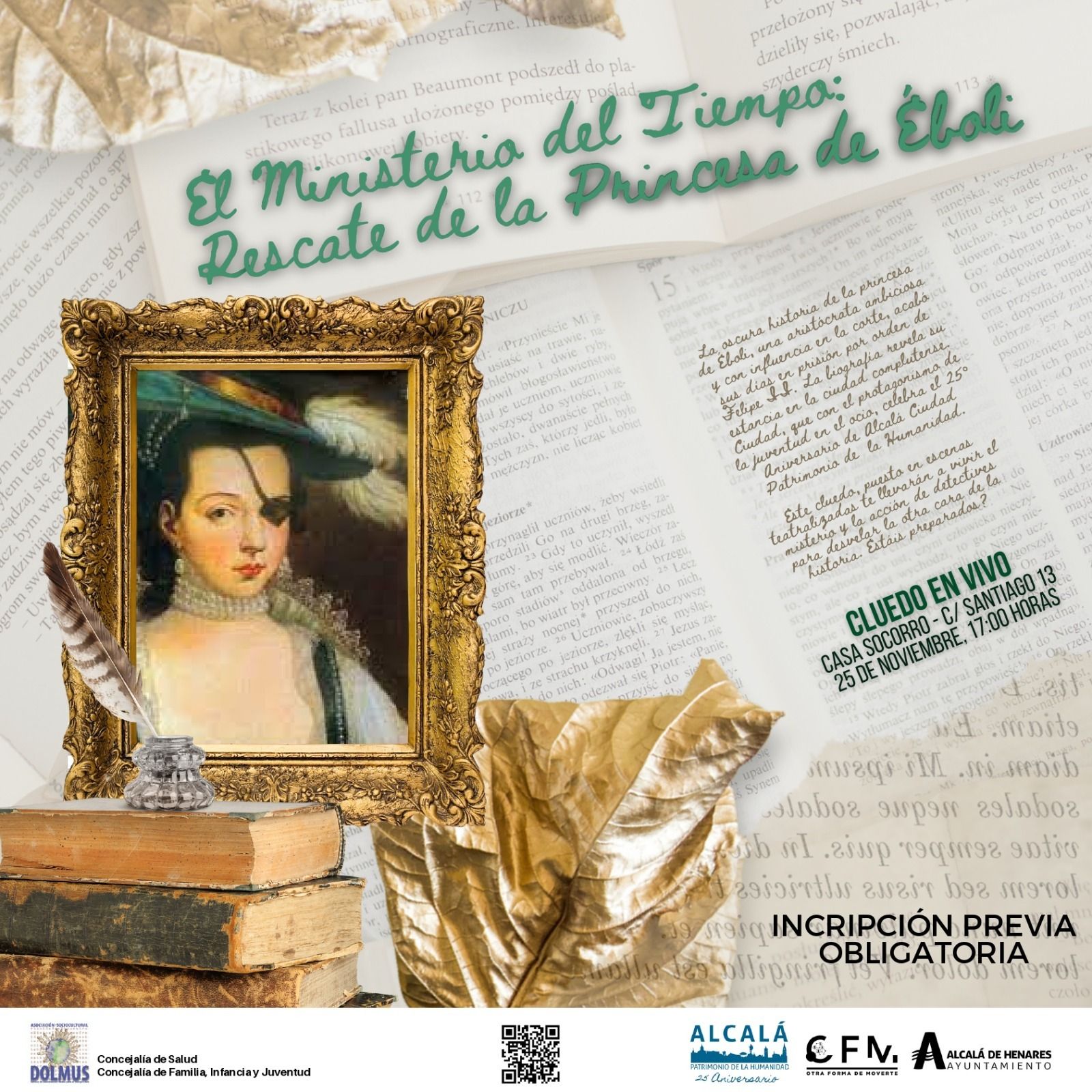 Anuncio del juego para viajar por el tiempo en Alcalá de Henares