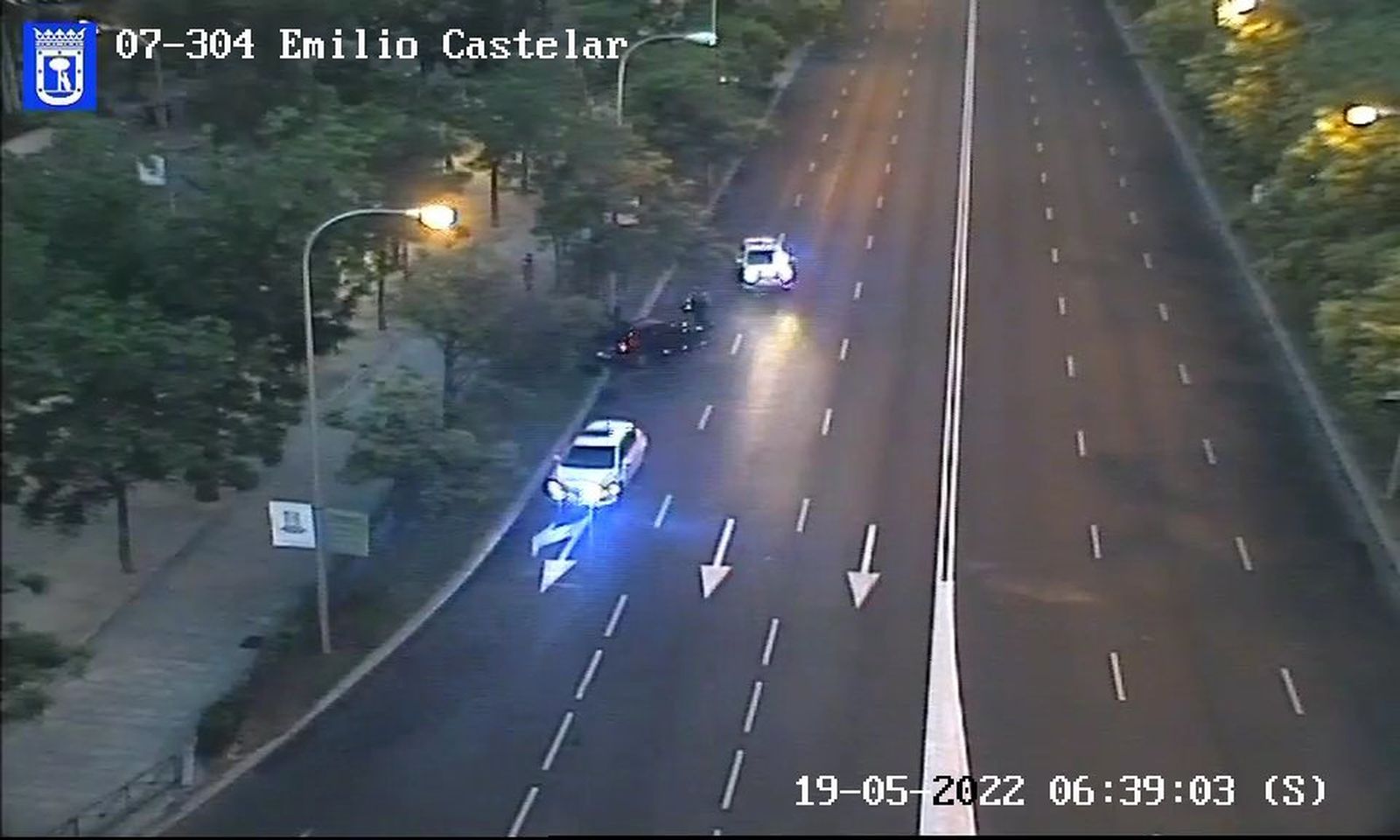 Cortado el carril derecho del Paseo de la Castellana por un accidente de tráfico