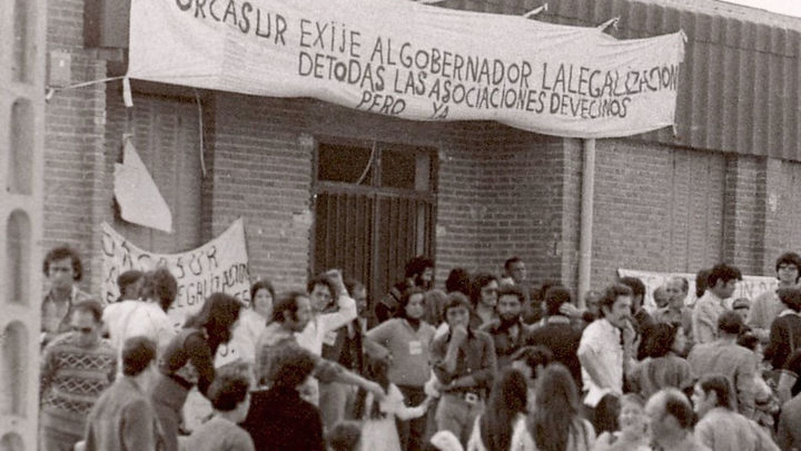 Imagen de una movilización vecinal en Usera en los años 70