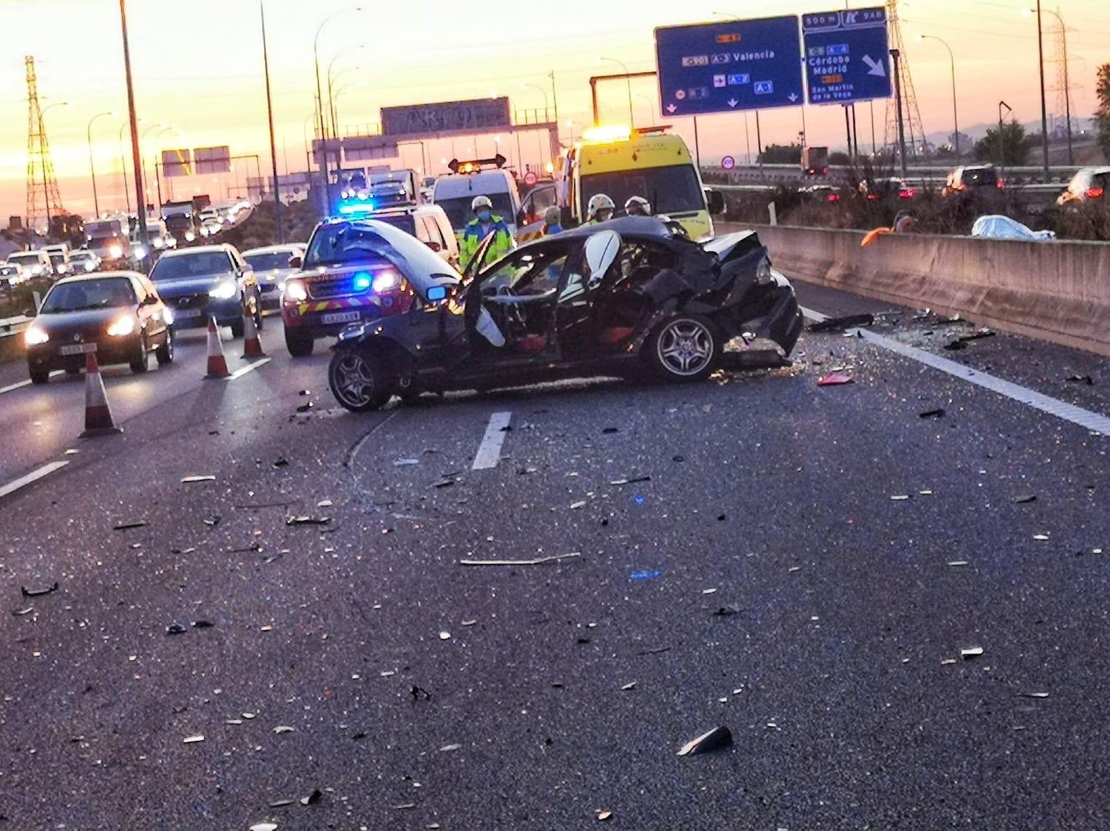 Imagen del accidente en la M-45